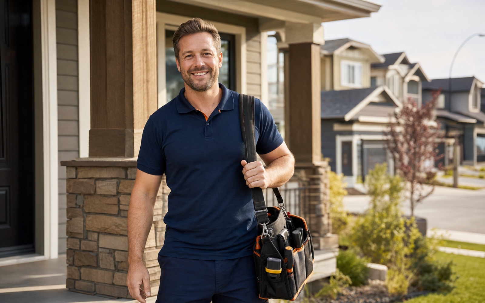 YOFF technician arriving at a Calgary home, ready to help